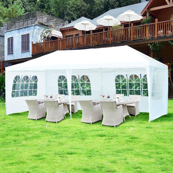 Costway 20 ft. x 10 ft. White Wedding Party Tent Canopy Tent 4