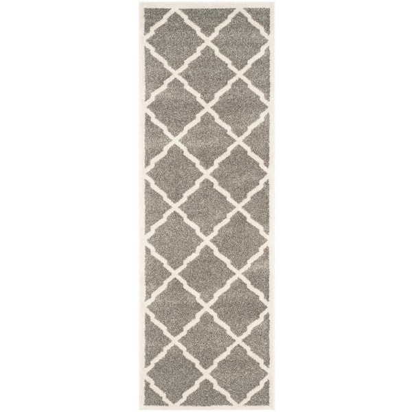 SAFAVIEH Amherst Dark Gray/Beige 2 ft. x 7 ft. Distressed Diamond Runner Rug