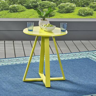 Matte Lime Green Patio Tables, Lime Green Metal Side Table