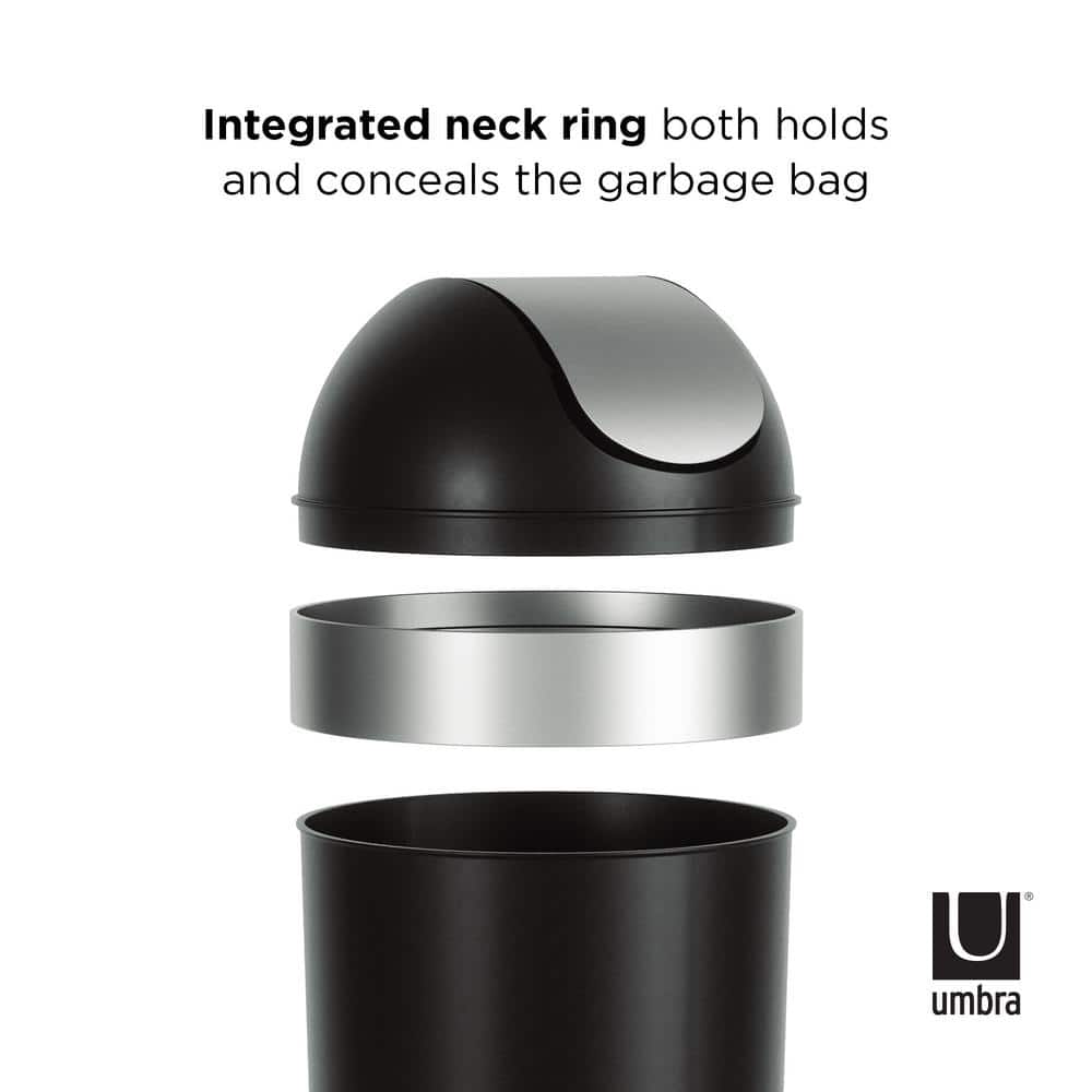 Umbra Black and Silver 16-Gallon Swing-Top Trash Can