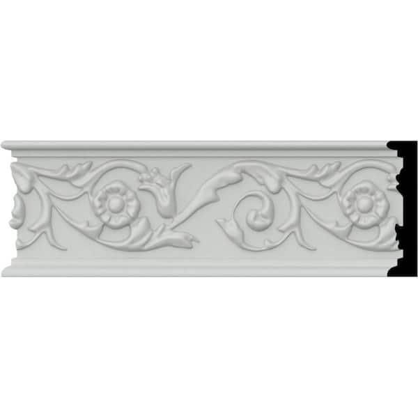 Ekena Millwork SAMPLE - 3/4 in. x 12 in. x 3-1/4 in. Urethane Delfina Running Leaf Chair Rail Moulding