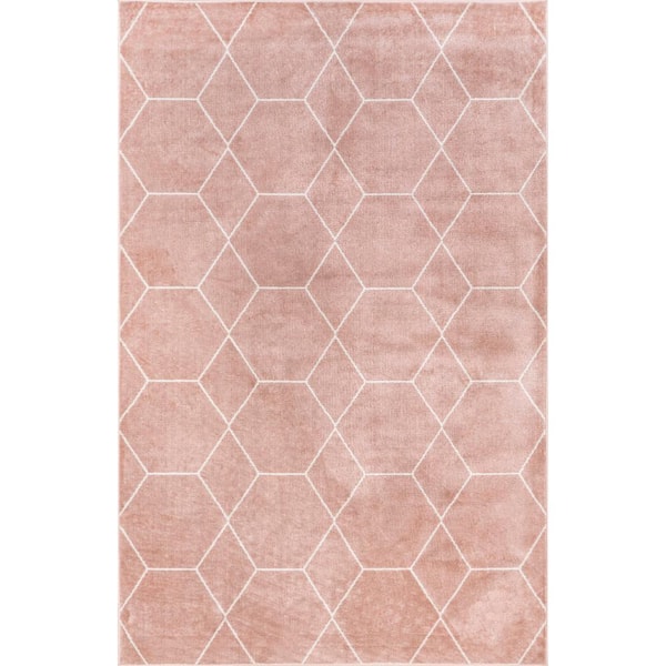 nuLOOM Veronica Geometric Honeycomb Pink 4 ft. 3 in. x 6 ft. Modern Area Rug