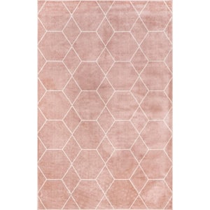 Veronica Geometric Honeycomb Pink 9 ft. x 12 ft. Modern Area Rug