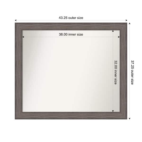 Amanti Art Country Barnwood 43.25 in. W. x 37.25 in. Custom Non-Beveled Wood Framed Bathroom Vanity Wall Mirror
