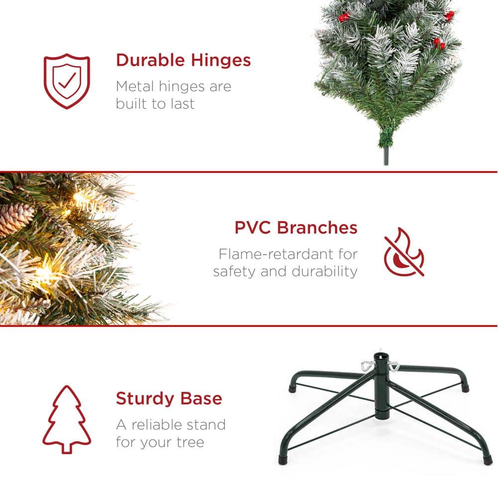 9ft Pre-Lit Frosted Pencil Christmas Tree with Pine Cones and Lights