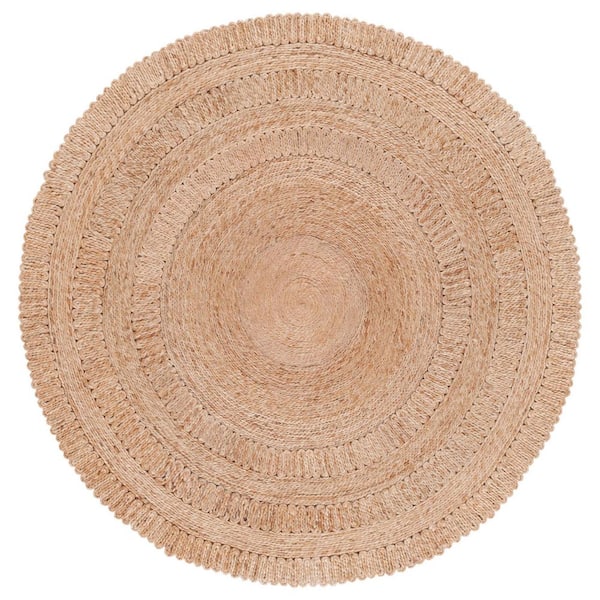 SAFAVIEH Natural Fiber Beige Doormat 3 ft. x 3 ft. Woven Solid Round Area Rug