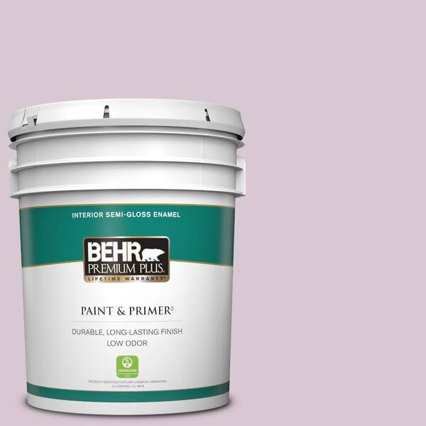 BEHR PREMIUM PLUS 5 gal. #S110-2 Orchid Haze Semi-Gloss Enamel Low Odor Interior Paint & Primer