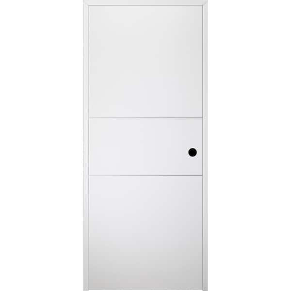 Belldinni Optima 2 H DIY-Friendly 26 in. x 80 in. Left-Hand Solid Core Snow White Composite Single Prehung Interior Door