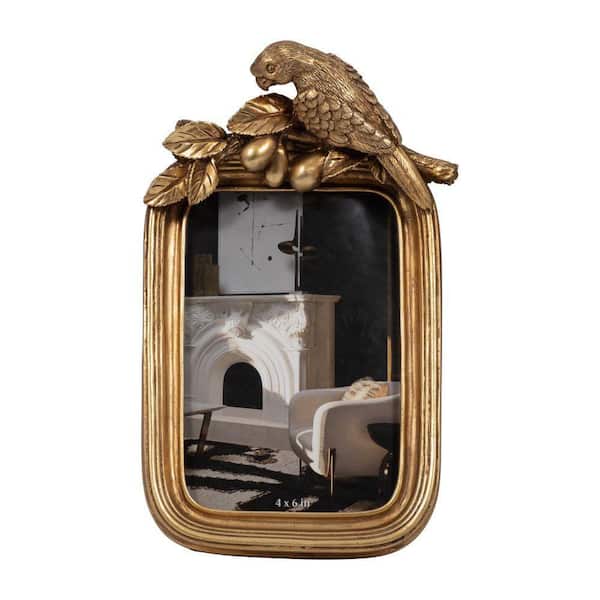 Liv & Skye 6 in. x 9 in. Gold Resin Bird Photo Frame