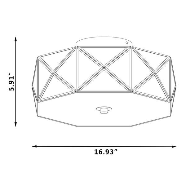 Vanity Art 16.93 in. 4-Light Black Unique/Statement Geometric Flush Mount
