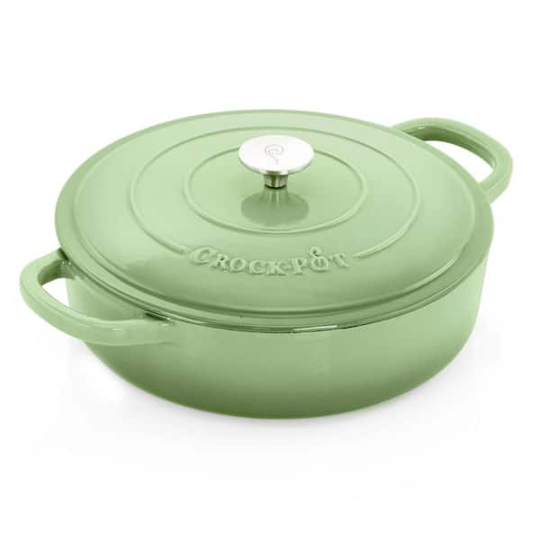 Crock-Pot Artisan Round 5 qt.  Enameled Cast Iron Braiser Pan with Self Basting Lid in Pistachio Green
