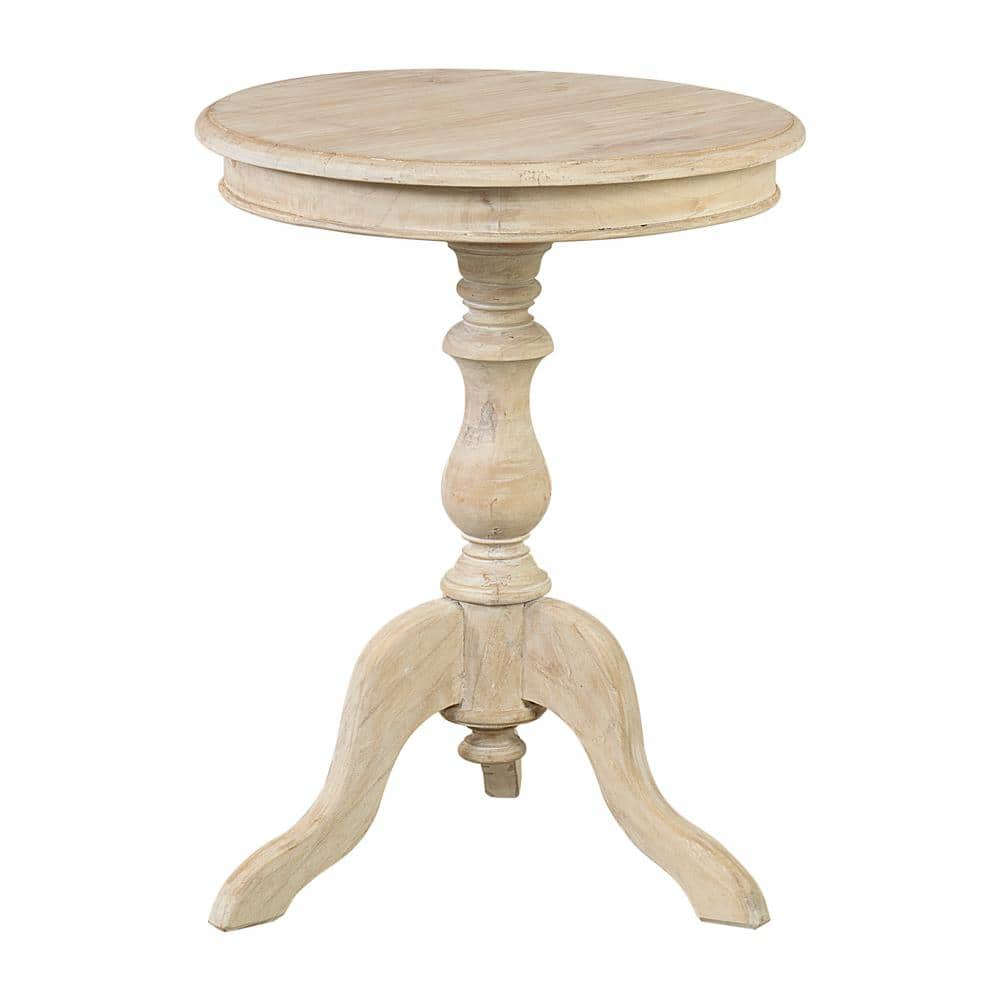 natural wood pedestal side table