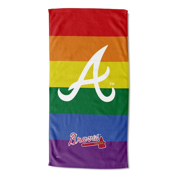 THE NORTHWEST GROUP MLB Multi-Color Braves Pride Series Printed Cotton/Polyester Blend Beach Towel