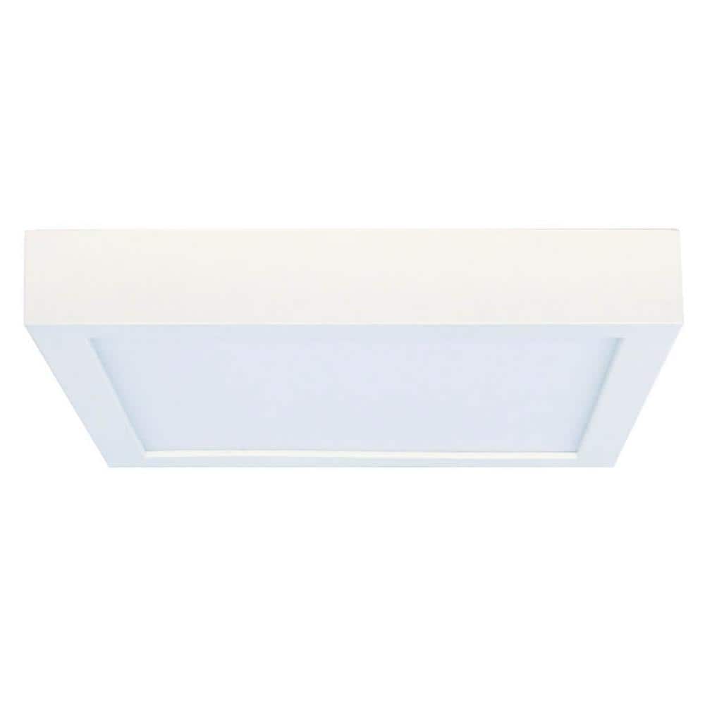 5.5 in. Silver Square Flush Mount Ceiling Light with Plastic Shade, Dimmabl