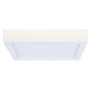9 in. Silver Square Flush Mount Ceiling Light with Plastic Shade, Dimmable 2700K Warm White Light Bulb Included 1-Pack