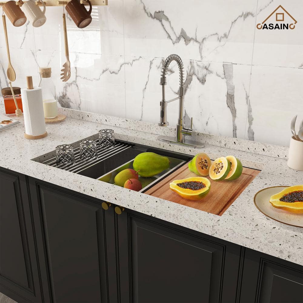 32" Brushed Stainless Steel Undermount Workstation Kitchen Sink