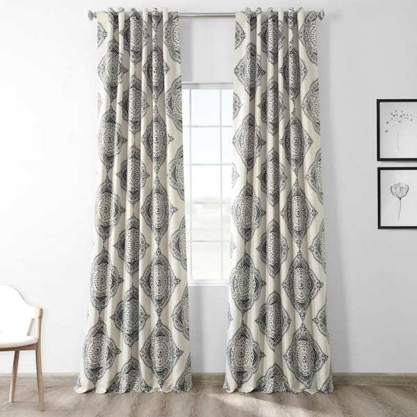 Exclusive Fabrics & Furnishings Henna Black Rod Pocket Room Darkening Curtain - 50 in. W x 96 in. L (1 Panel)