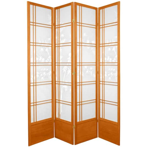 Oriental Furniture 7 ft. Honey 4-Panel Room Divider