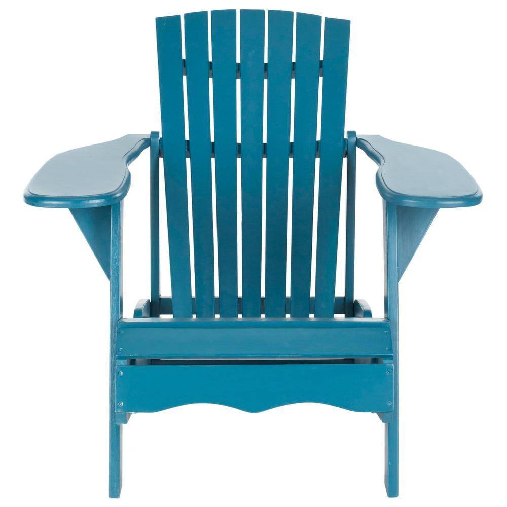 Transitional Teal Acacia Wood Arm Chair with Wide Rest