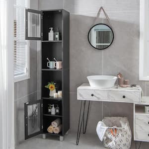 Black 71 in. Tall Tower Bathroom Storage Cabinet Organizer Display Shelves Bedroom