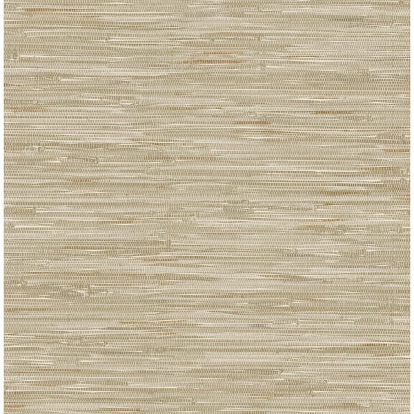 A-Street Prints Exhale Light Brown Woven Faux Grasscloth Wallpaper Sample