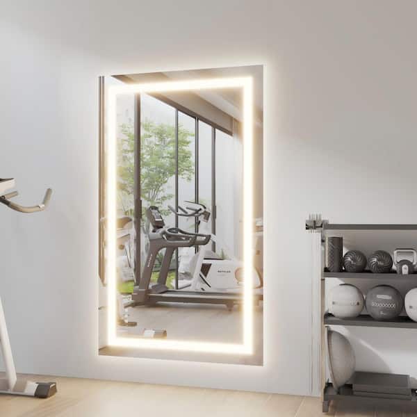 36 in. W x 60 in. H Rectangle Wall-mounted Full-length Mirror, LED Light Full Body Mirror