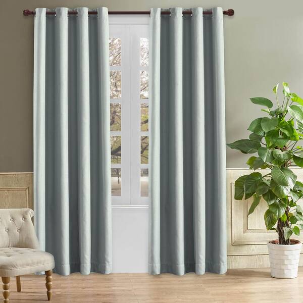 Lyndale Decor Odyssey Blackout Polyester Curtain in Grey Mist - 84 in. L x 52 in. W