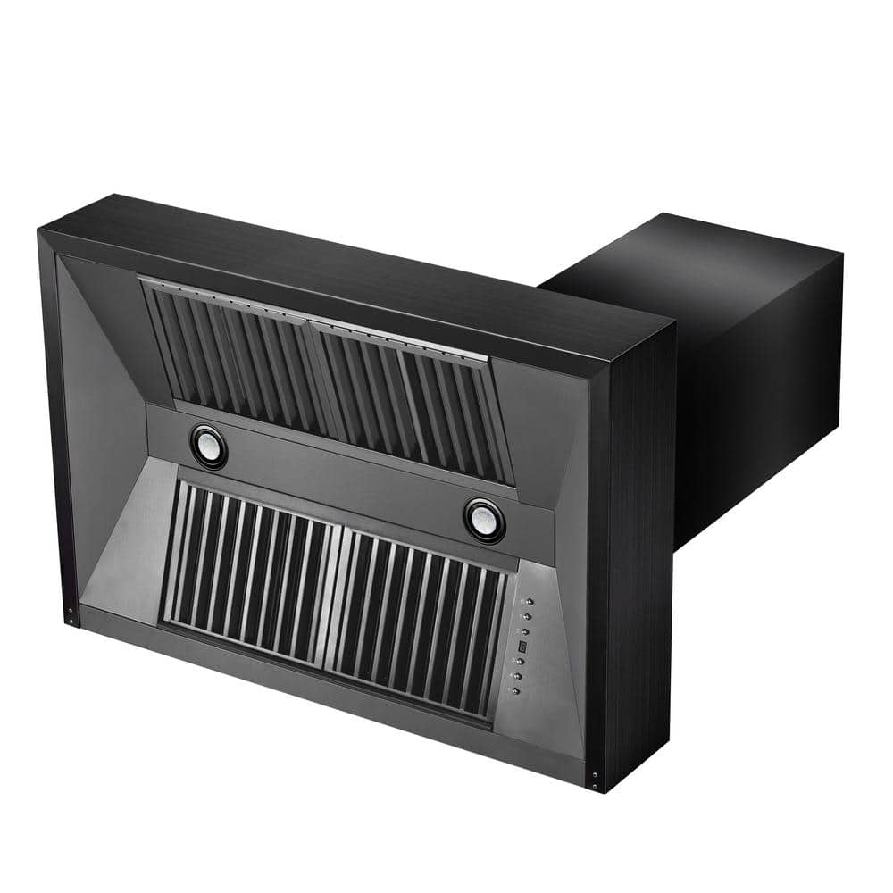 30" Black Stainless Steel Convertible Wall Mount Range Hood
