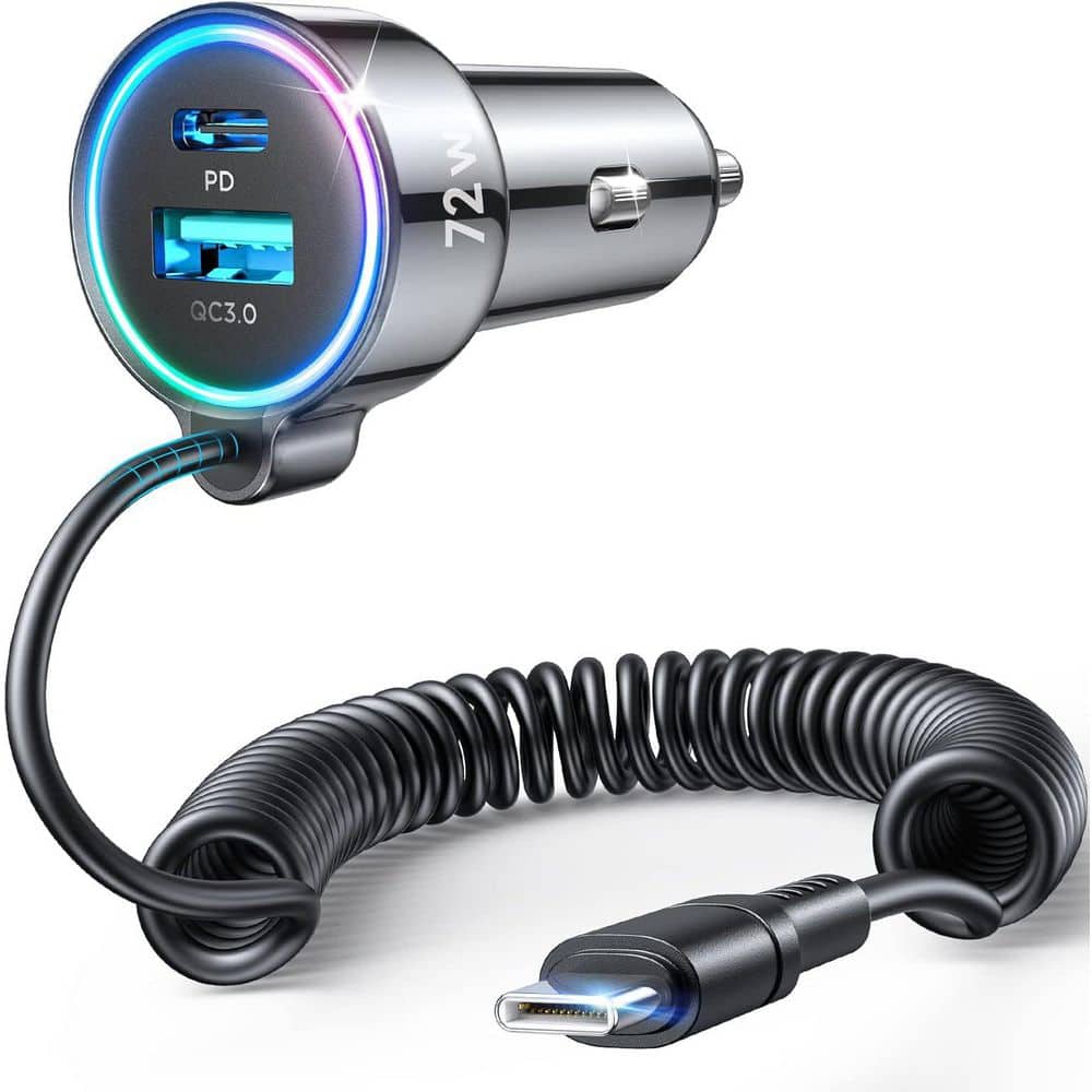 72W USB C Car Charger Fast Charging Adapter with 36W Coiled Cable for iPhone 16 Pro Max Plus Samsung Galaxy Android price history on PriceWatchPro