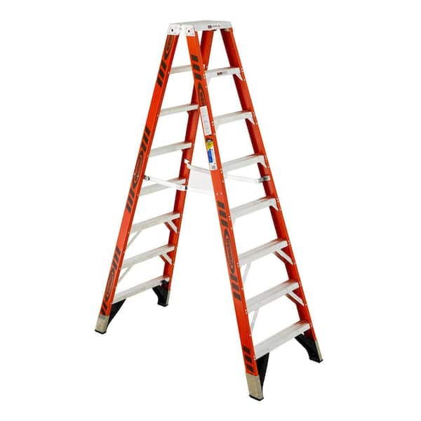 Werner 8 ft. Fiberglass Twin Step Ladder with 375 lb. Load Capacity Type IAA Duty Rating