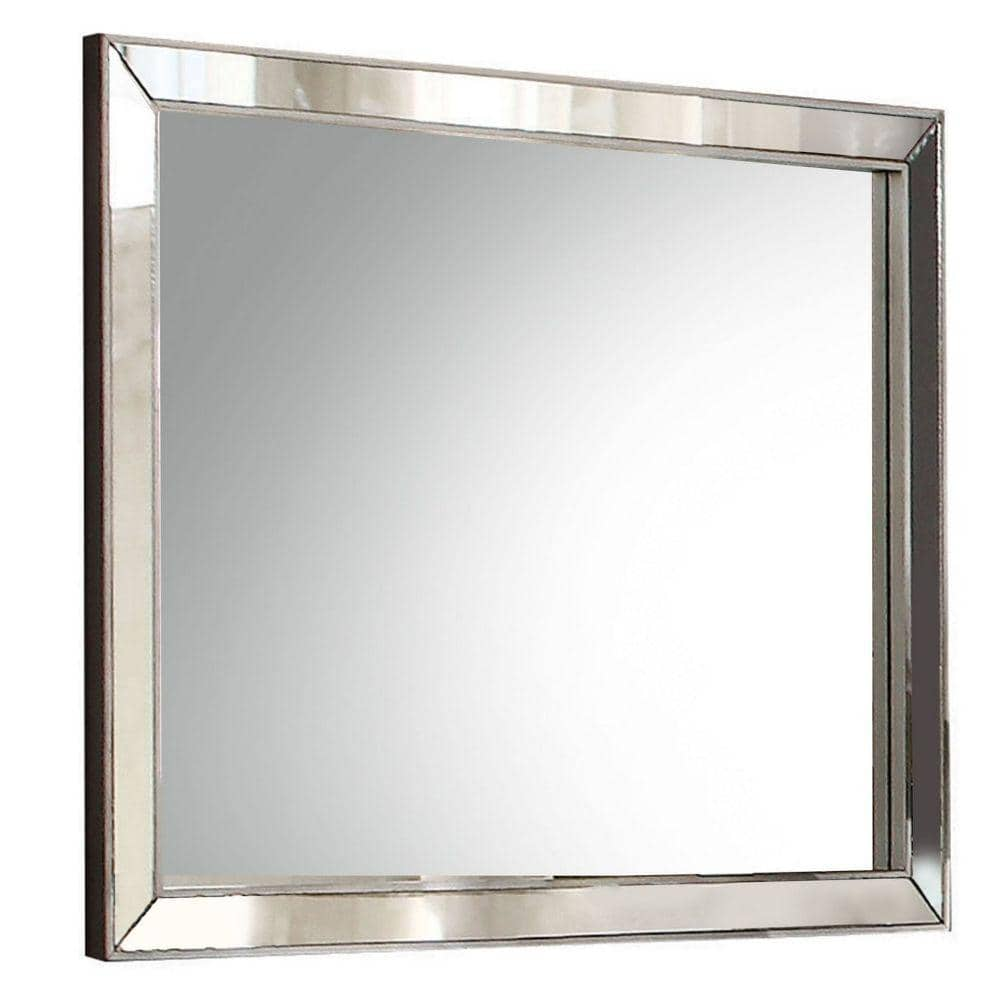 Benjara 0.79 In. W X 35.98 In. H Wooden Frame Silver Wall Mirror ...