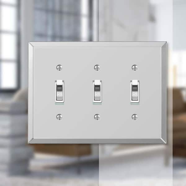 Acrylic 3 Gang Toggle Acryilic Wall Plate - Polished Mirror
