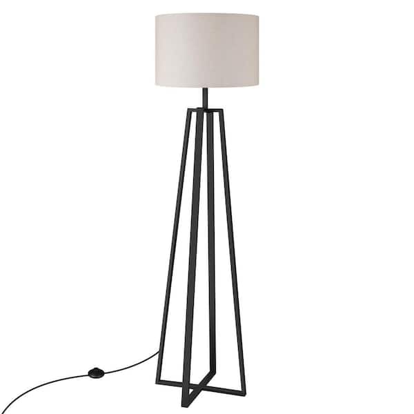 64.5 in. Black Tripod Standing Lamp with Shade 3 Color Temperatures Foot Switch, Floor Lamp for Living Room and Bedroom