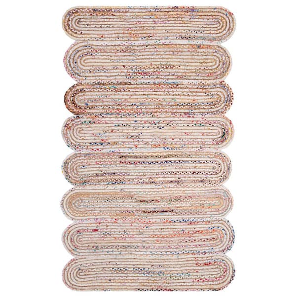 SAFAVIEH Cape Cod Ivory/Multi 6 ft. x 9 ft. Striped Braided Abstract Area Rug