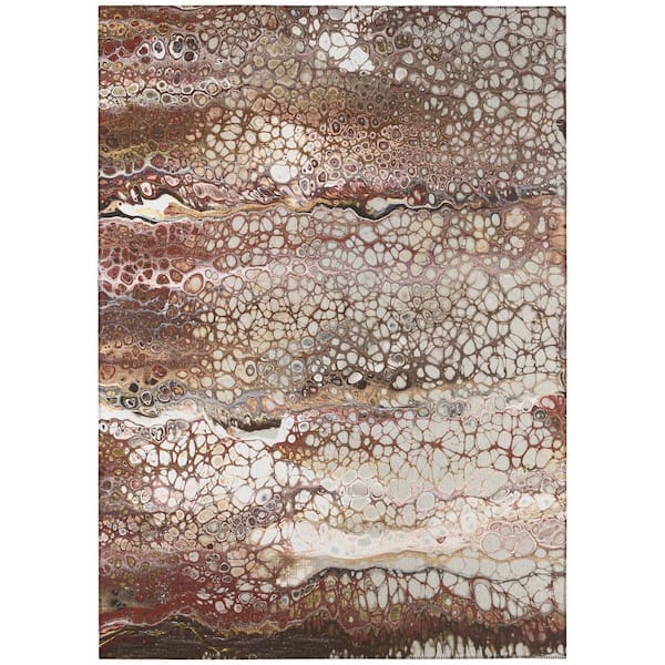 Karina Brown 10 ft. x 14 ft. Geometric Indoor/Outdoor Area Rug