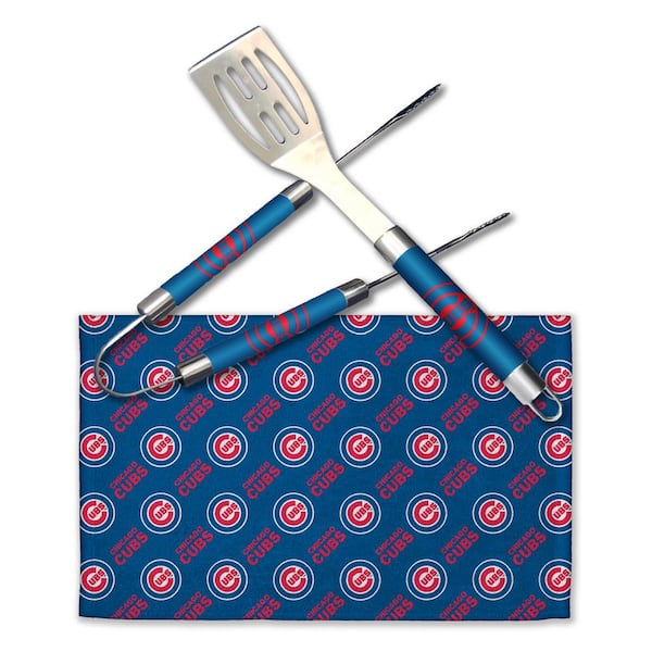 THE NORTHWEST GROUP MLB Cubs Stainless Steel BBQ Grilling Utensil Set Outdoor Kitchen Accessories