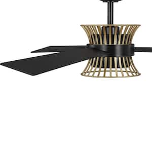 Bisbee 55.3125 in. Indoor/Outdoor Integrated LED Matte Black Global Ceiling Fan with Remote for Living Room and Bedroom