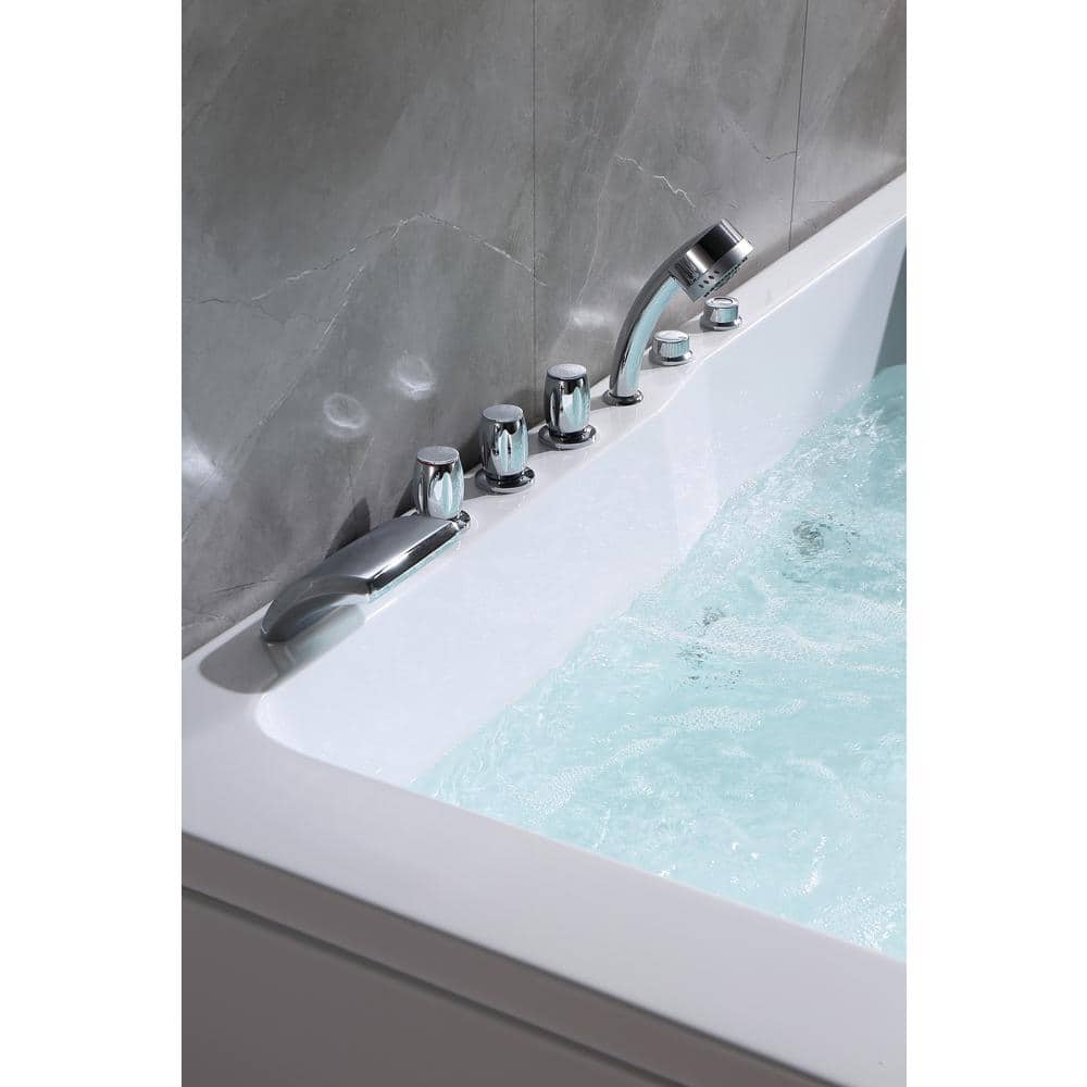 71'' White Acrylic Alcove Whirlpool Bathtub with Jets