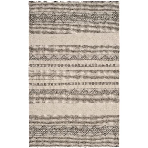 Natura 11 ft. x 15 ft. Gray/Ivory Striped Diamonds Area Rug