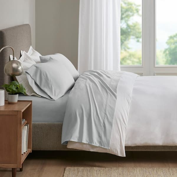 Smart Cool 4-Piece Light Grey Microfiber Queen Sheet Set