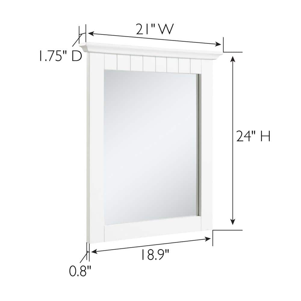 Cottage Chic 24" White Pine Wood Framed Vanity Mirror