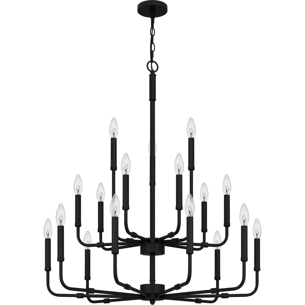 Abner Matte Black 18-Light Industrial Chandelier