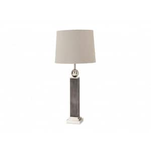 Set of 2 Modern Distressed Gray and Silver Table Lamps