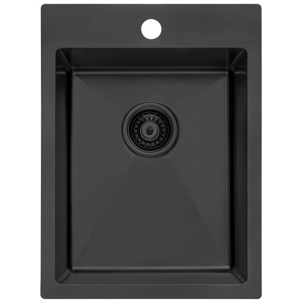 Gunmetal Black Stainless Steel Drop-In Topmount Bar Prep Sink