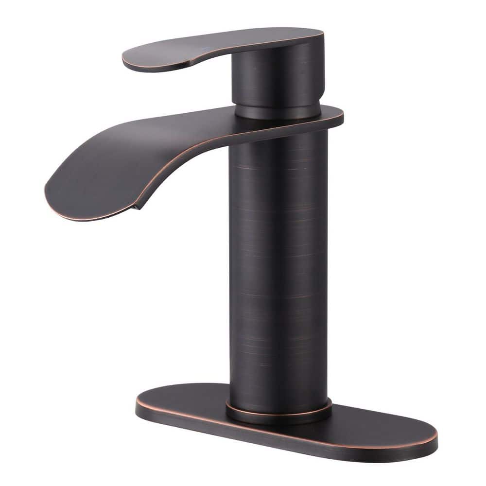 Waterfall Single Handle Single Hole Bathroom Faucet with Deckplate and Pop Up Drain in Oil Rubbed Bronze price history on PriceWatchPro