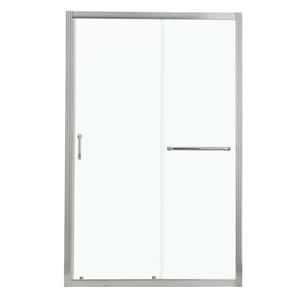 48 in. W x 72 in. H Single Sliding Framed Shower Door/Enclosure in Brushed Nickel with Clear Glass