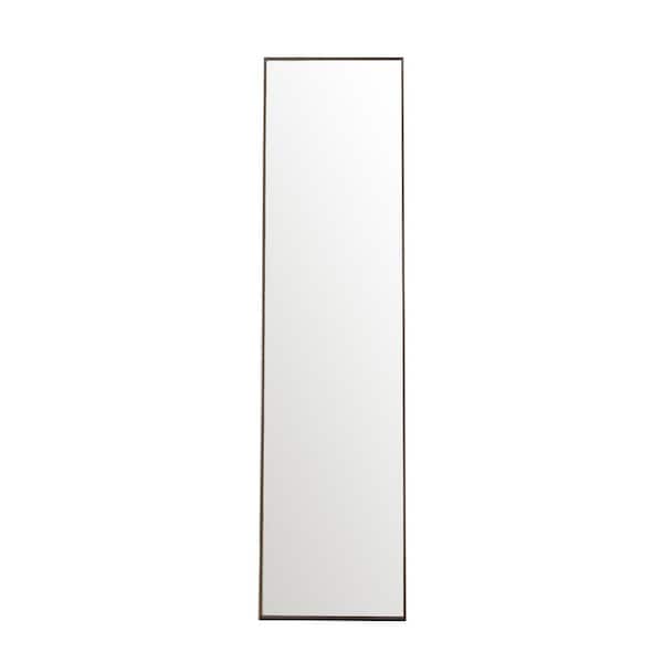15.00 in. W x 58.00 in. H Rectangular Solid Wood Frame Vertical/Horizontal Wall Bathroom Mirror in Gray