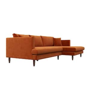 Desire 107 in. W Square Arm 2-piece L-Shaped Velvet Living Room Right Facing Corner Sectional Sofa in Orange (Seats 4)