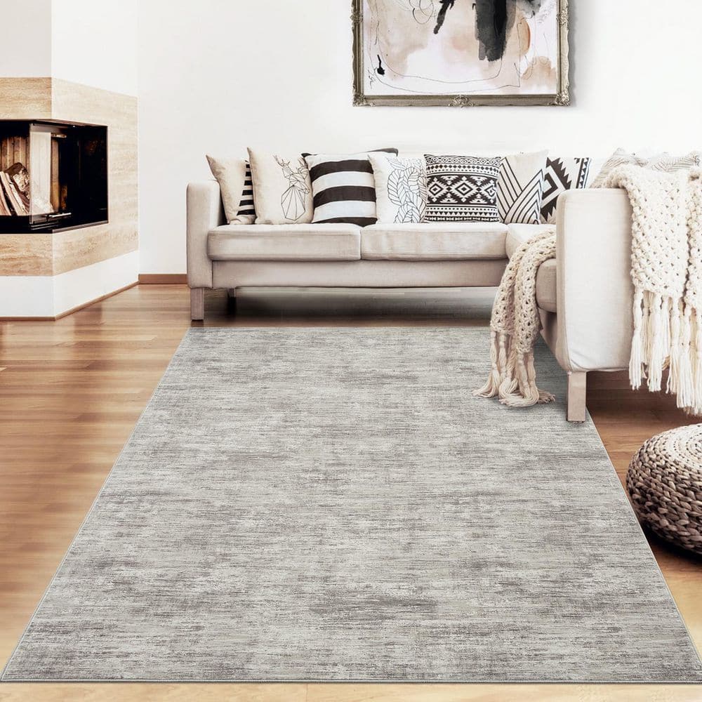 Camel 4 ft. x 6 ft. Non-Slip Texture Print Rug Machine Washable Ultra ...