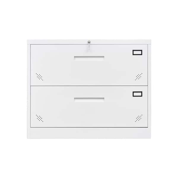 2 Drawer Lateral File Cabinet with Lock, 3 Drawer Lateral Filing Cabinet,  Large Deep Drawers Locked by Keys, Metal Storage File Cabinet for Hanging  Files Letter/Legal/F4/A4 Size, White 